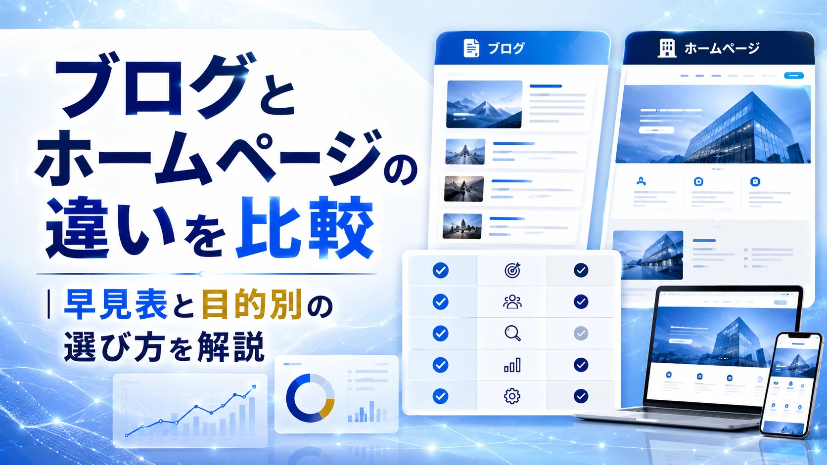 ブログとホームページの違いを比較｜早見表と目的別の選び方を解説