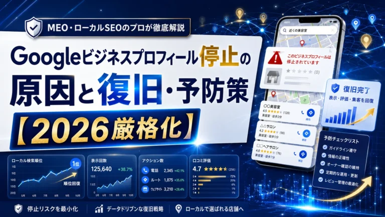 Googleビジネスプロフィール停止の原因と復旧・予防策【2026厳格化】