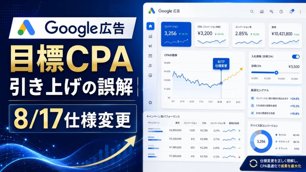 Google広告 目標CPA引き上げの誤解｜8/17仕様変更