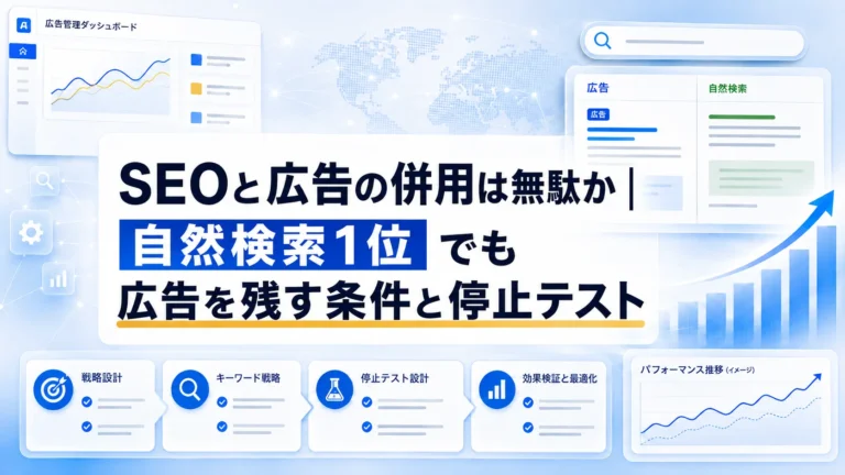 SEOと広告の併用は無駄か｜自然検索1位でも広告を残す条件と停止テスト