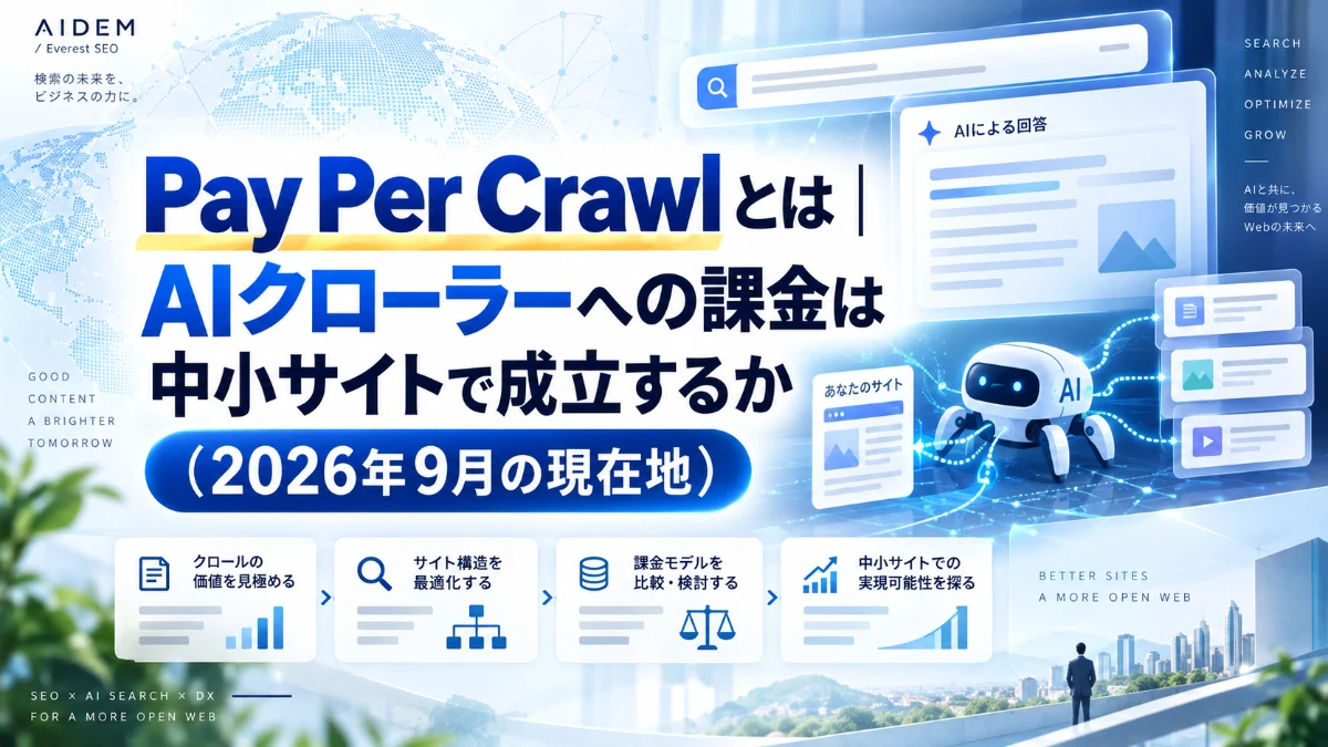 Pay Per Crawlとは｜AIクローラーへの課金は中小サイトで成立するか（2026年9月の現在地）