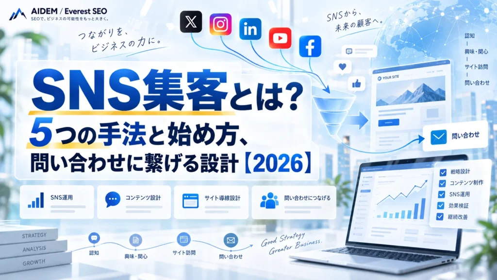 SNS集客とは？5つの手法と始め方、問い合わせに繋げる設計【2026】