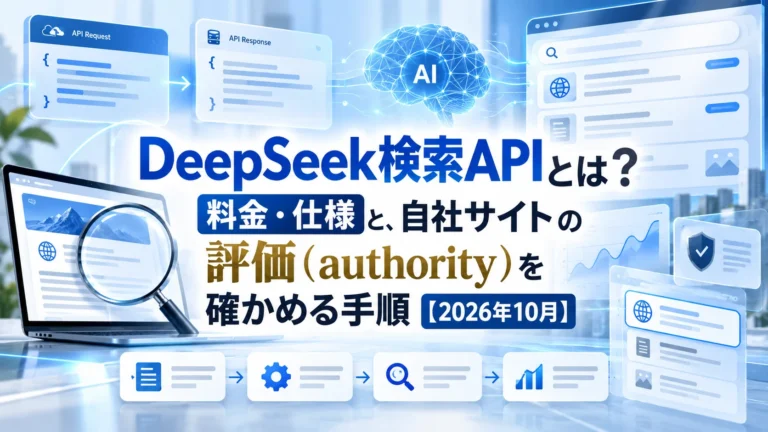DeepSeek検索APIとは？料金・仕様と、自社サイトの評価（authority）を確かめる手順【2026年10月】