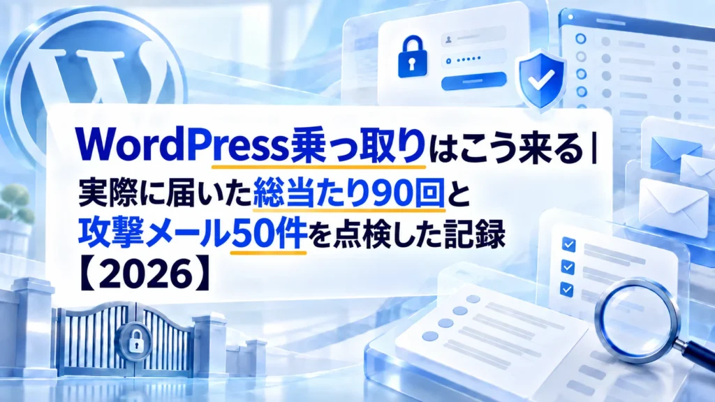 WordPress乗っ取りはこう来る｜実際に届いた総当たり90回と攻撃メール50件を点検した記録【2026】